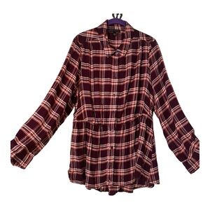 Lane Bryant Sz 14/16 No Peek Collection Plaid Flannel Shirt Blouse